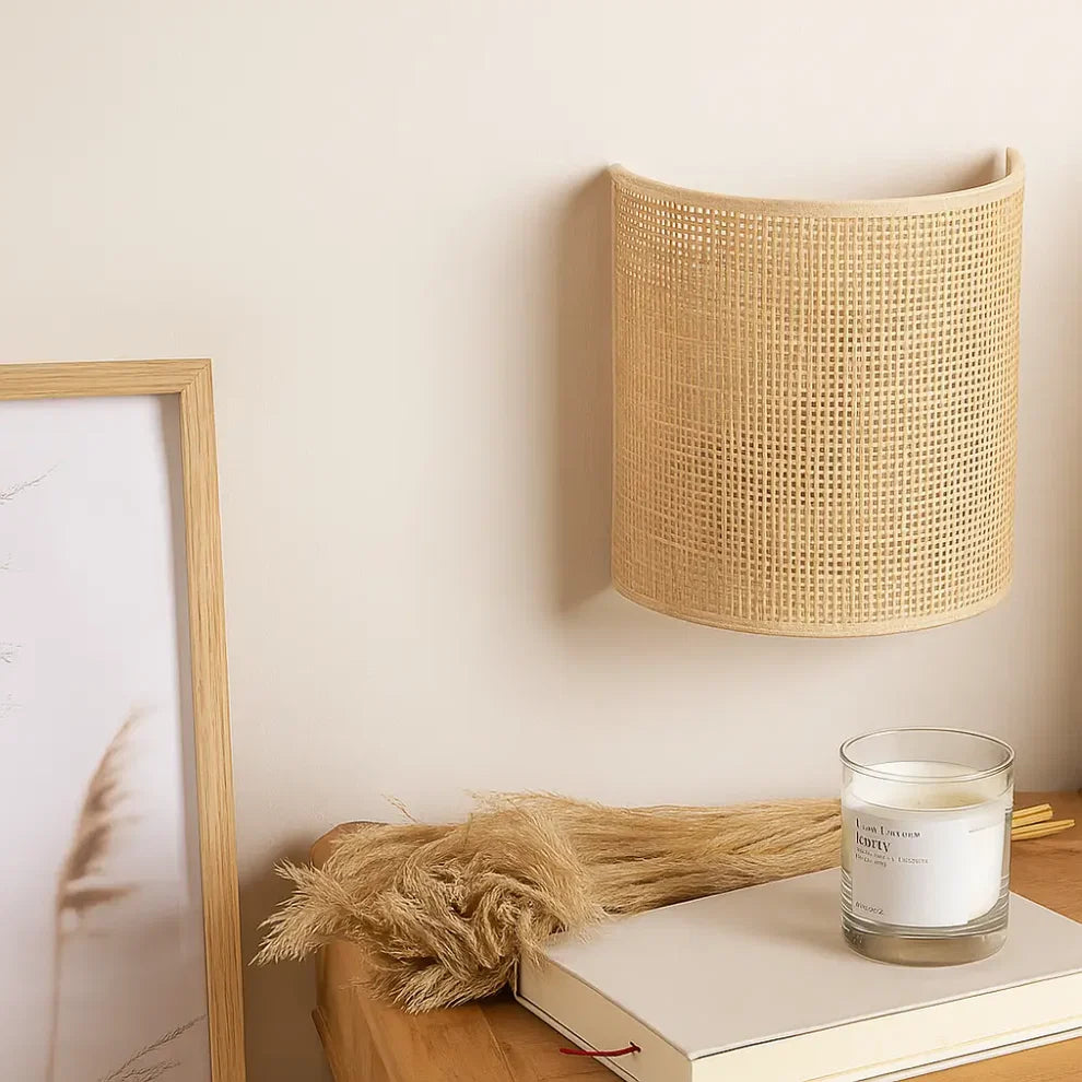 Applique Murale Rotin Naturel Style Bohème & Scandinave