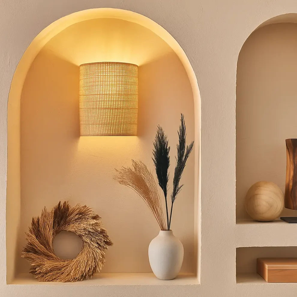 Applique Murale Rotin Naturel Style Bohème & Scandinave