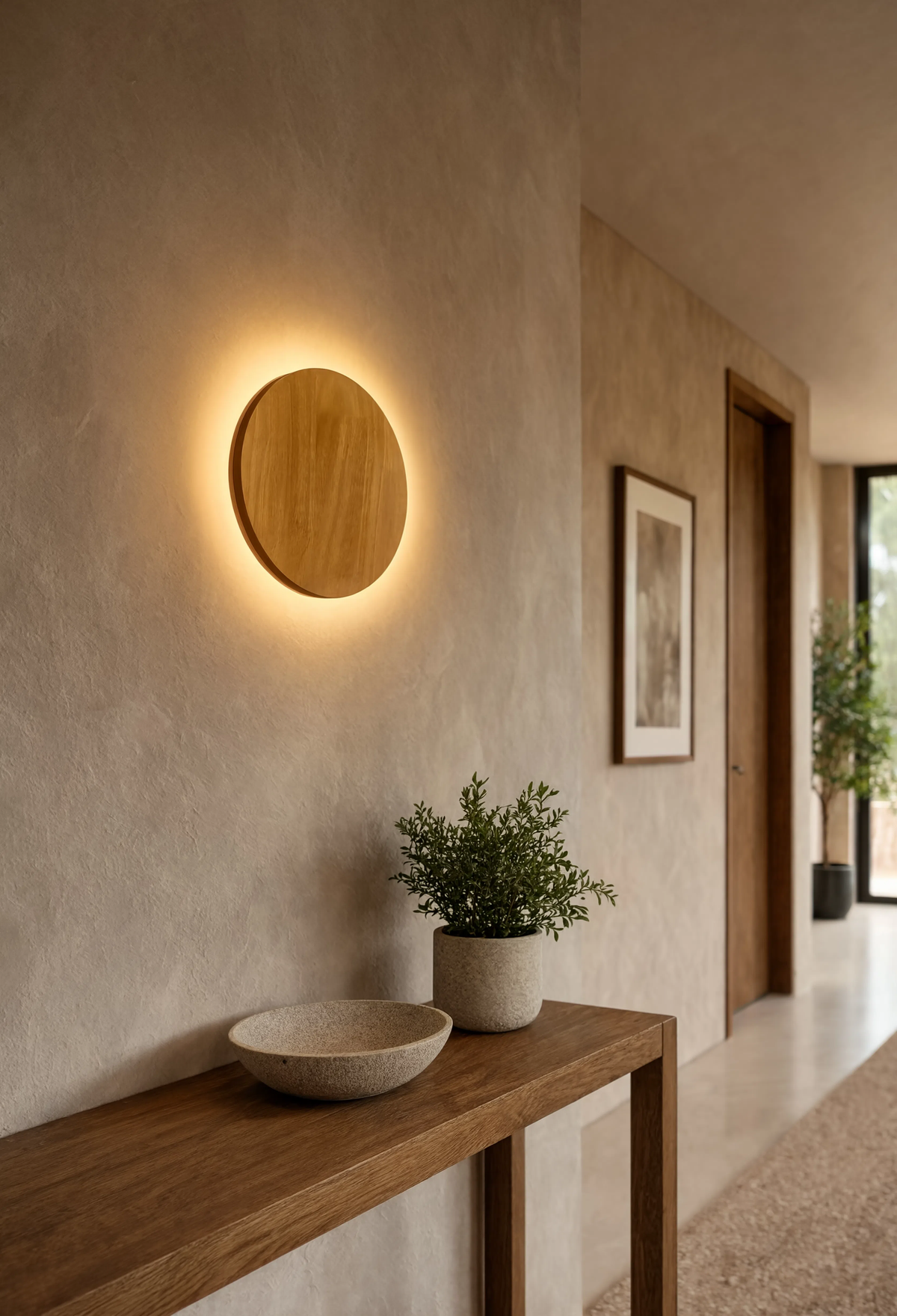 Applique Murale Ronde en Bois