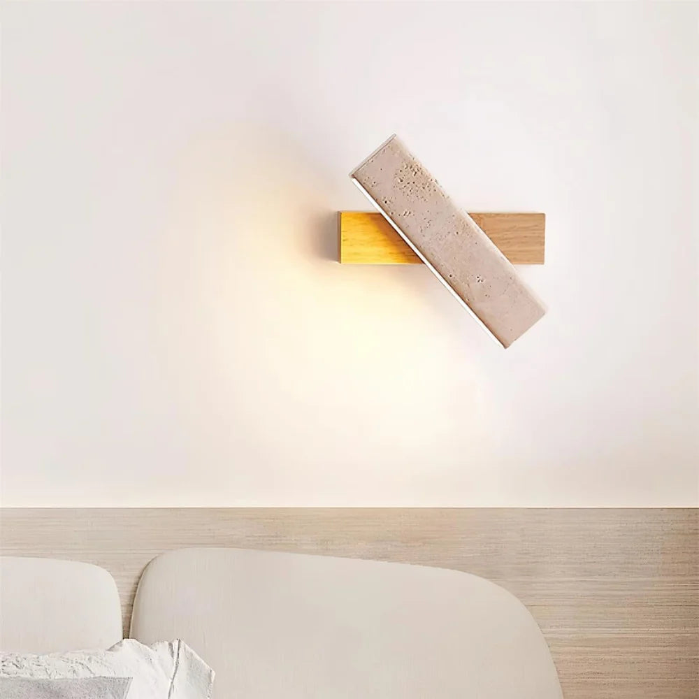 Applique Rotative Minimaliste Bois Travertin