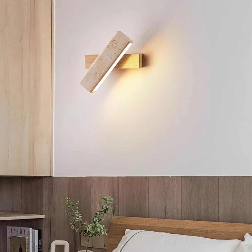 Applique Rotative Minimaliste Bois Travertin