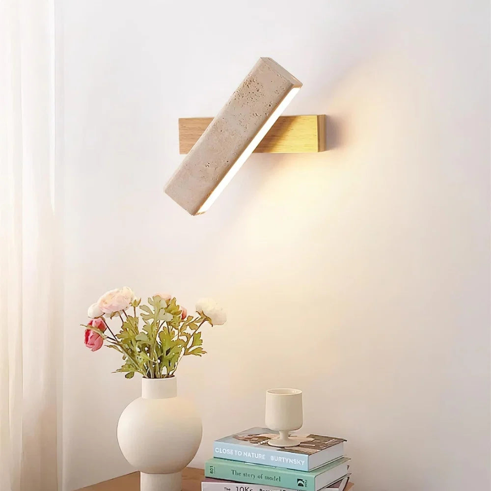 Applique Rotative Minimaliste Bois Travertin