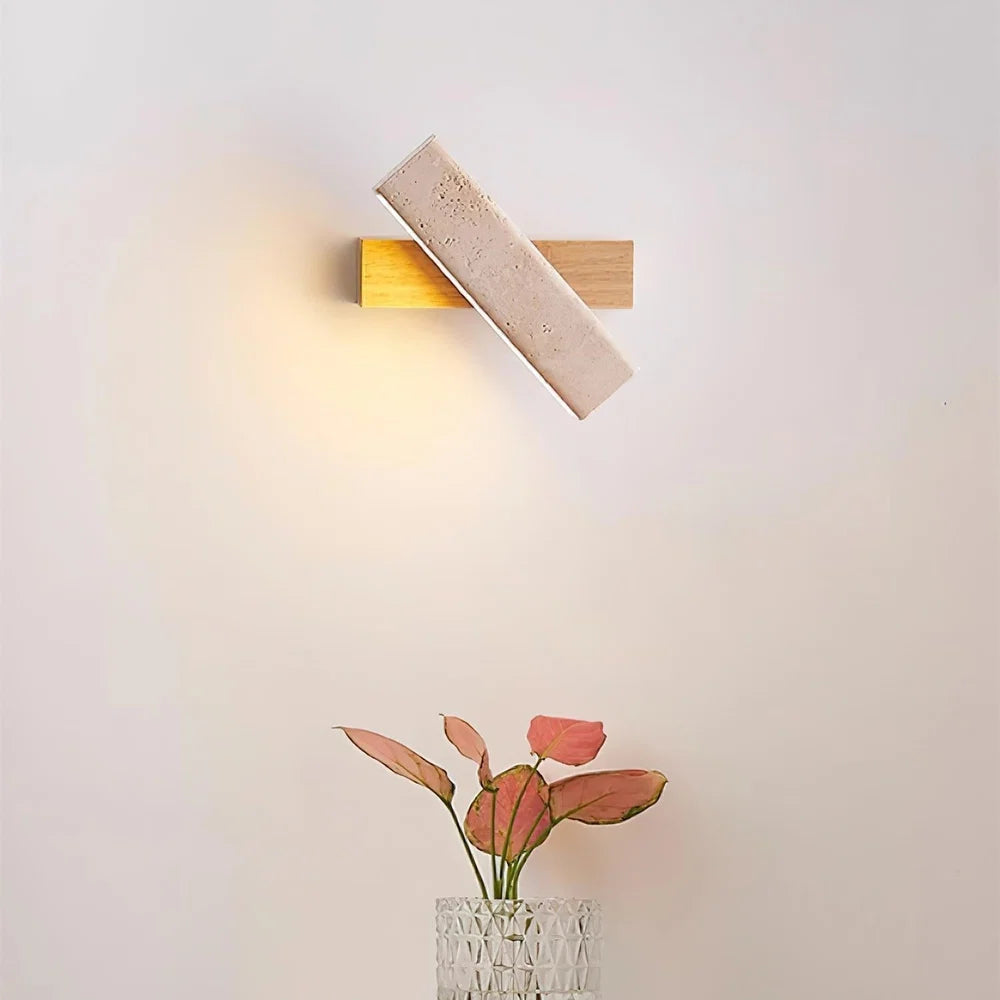 Applique Rotative Minimaliste Bois Travertin