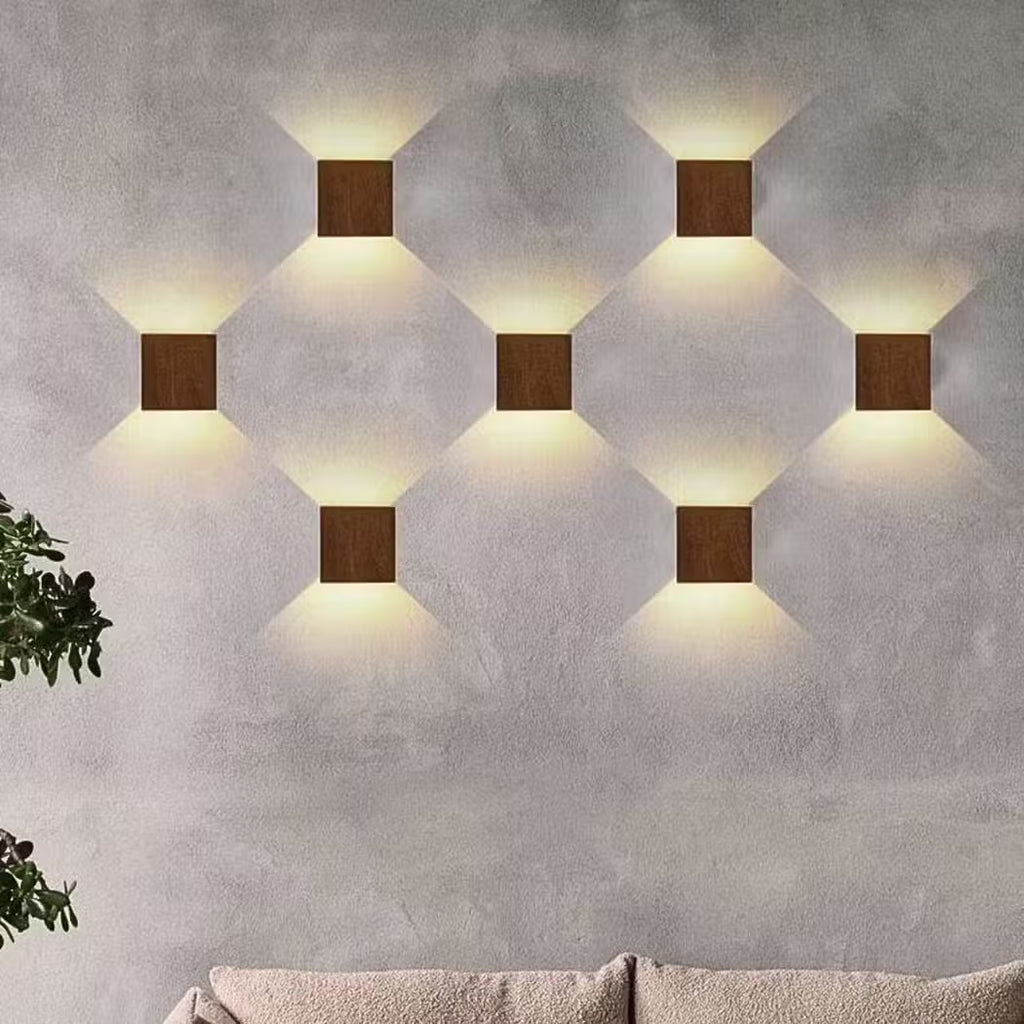 Applique Murale Carrée Imitation Bois Style Scandinave