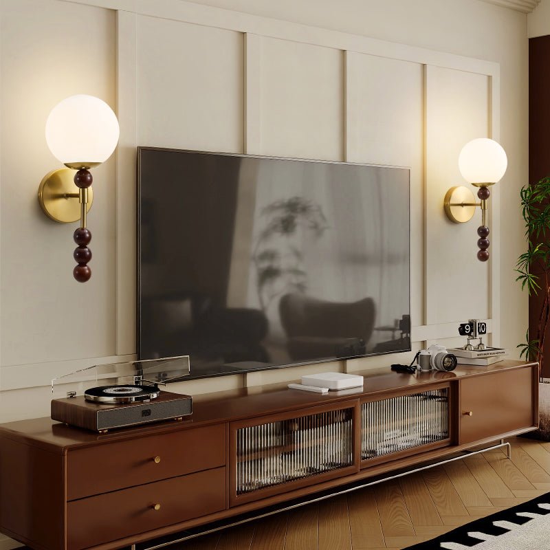 Colette Applique Murale Globe Bois Verre