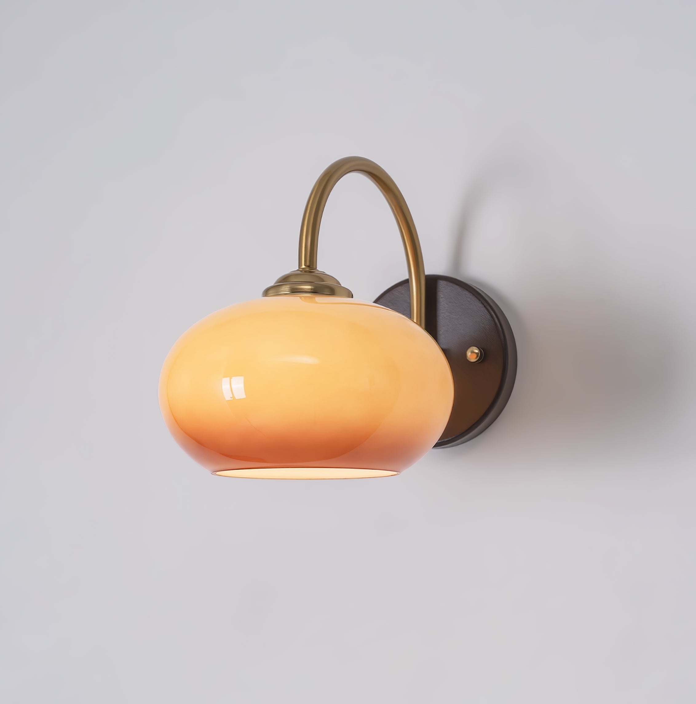 Applique Élégante Verre Ambre Bois Doré